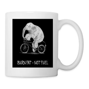 Burn Fat – Not Fuel  Lustiger Fahrrad Elefant - Tasse - Weiß - Rechts