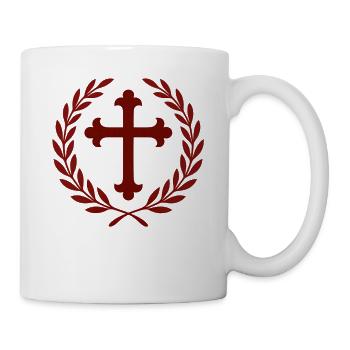 Cross in a laurel wreath - Mug - white - Right
