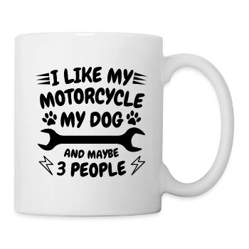 Motorrad Hund Humor Motorradfahren - Tasse - Weiß - Rechts