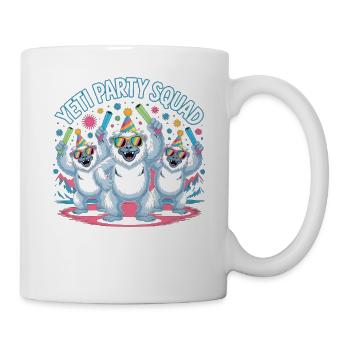 Yeti Party Squad – Lustiges Winter Partyshirt - Tasse - Weiß - Rechts