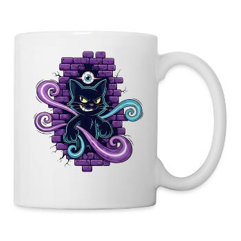 Chat magique - Chat magique avec un œil qui voit tout - Mug blanc - blanc - Droite