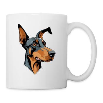 Dobermann Kopf Cartoon Illustration - Tasse - Weiß - Rechts