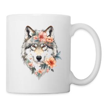 Flower Wolf Portrait - Mug - white - Right