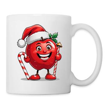 Kuscheliger Apfel im Weihnachtsmannhut - Tasse - Weiß - Rechts