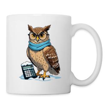 Wintereule mit Brille und Schal - Tasse - Weiß - Rechts