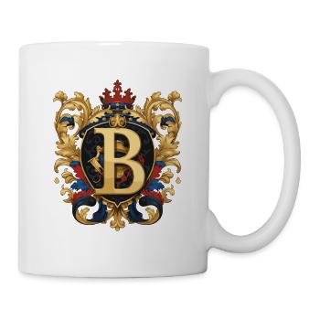 B Buchstabe Name Krone - Tasse - Weiß - Rechts