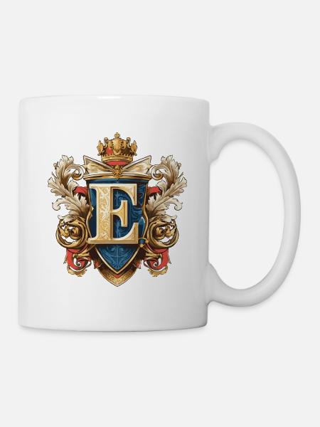 E Buchstabe Name Krone - Tasse - Weiß