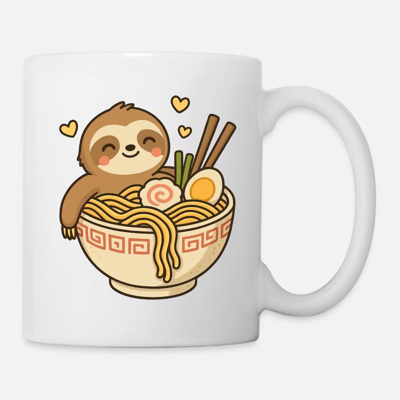 Paresseux dans une tasse de ramen - Mug blanc - blanc