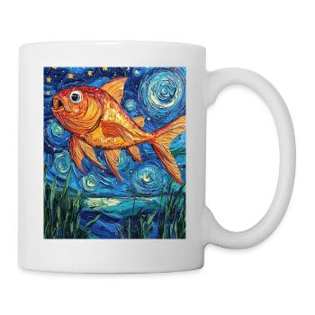 Poisson Rouge Poisson Style Van Gogh - Mug blanc - blanc - Droite