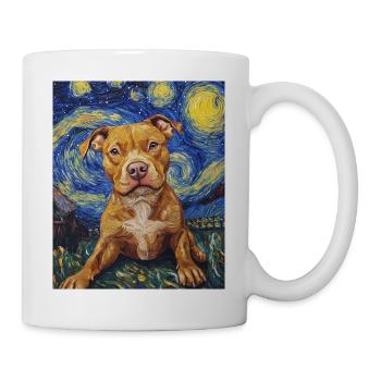 Pitbull chien chiens Van Gogh style nuit étoilée - Mug blanc - blanc - Droite