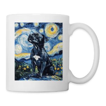 Pitbull chien chiens Van Gogh style nuit étoilée - Mug blanc - blanc - Droite