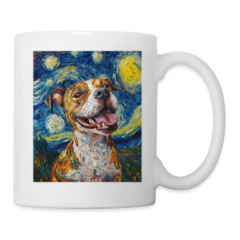 Pitbull chien chiens Van Gogh style nuit étoilée - Mug blanc - blanc - Droite