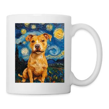 Pitbull chien chiens Van Gogh style nuit étoilée - Mug blanc - blanc - Droite