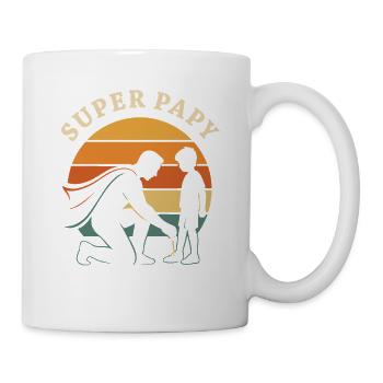 Super Papy Héros du Quotidien Design Vintage - Mug blanc - blanc - Droite
