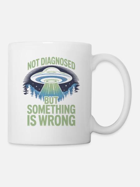 UFO Lichtstrahl über Wald - Tasse - Weiß