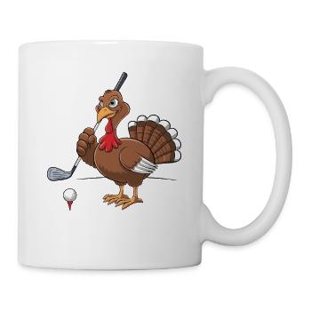 Drôle de dinde jouant au golf Thanksgiving - Mug blanc - blanc - Droite