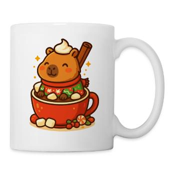 Capybara dans un chocolat chaud – Motif de Noël - Mug blanc - blanc - Droite