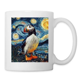 Papageientaucher Vogel Van Gogh Style Starry Night - Tasse - Weiß - Rechts