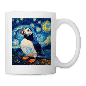 Papageientaucher Vogel Van Gogh Style Starry Night - Tasse - Weiß - Rechts