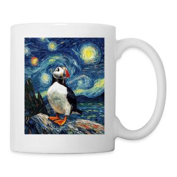 Papageientaucher Vogel Van Gogh Style Starry Night - Tasse - Weiß - Rechts