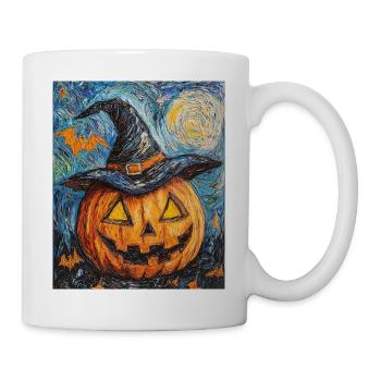 Kürbis Halloween Van Gogh Style Starry Night - Tasse - Weiß - Rechts