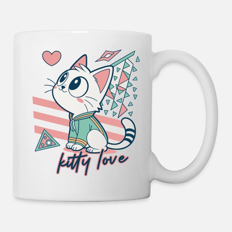 Kitty Love Geometric Pop Art - Mug - white