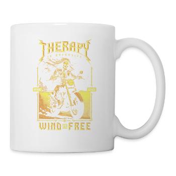 Therapie ist teuer Wind ist kostenlos Biker Schädel - Tasse - Weiß - Rechts
