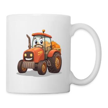 Pumpkin Tractor in Orange Cartoon Farm - Mug - white - Right