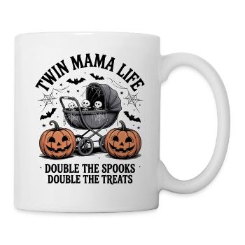 Twin Mama Life Double the Spooks Treats Halloween - Mug - white - Right