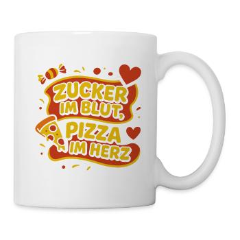Sugar in the blood, pizza in the heart - pizza lovers - Mug - white - Right