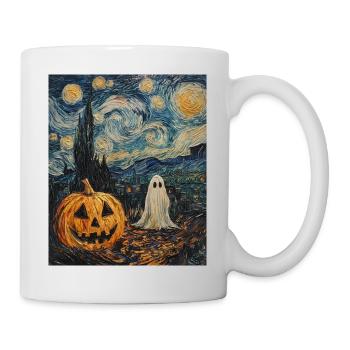 Pumpkin Ghost Halloween Van Gogh Style Starry Night - Mug - white - Right