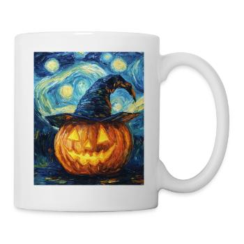 Kürbis Halloween Van Gogh Style Starry Night - Tasse - Weiß - Rechts
