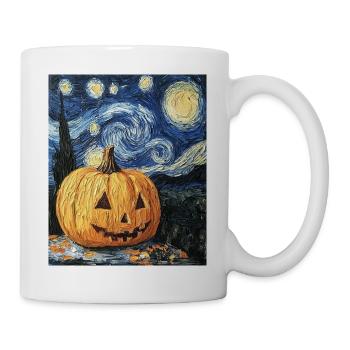 Kürbis Halloween Van Gogh Style Starry Night - Tasse - Weiß - Rechts