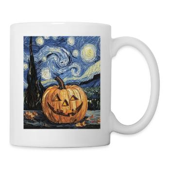 Kürbis Halloween Van Gogh Style Starry Night - Tasse - Weiß - Rechts
