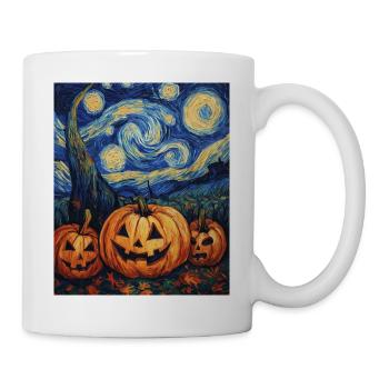 Kürbis Halloween Van Gogh Style Starry Night - Tasse - Weiß - Rechts