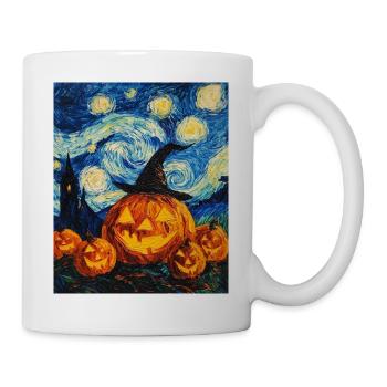 Kürbis Halloween Van Gogh Style Starry Night - Tasse - Weiß - Rechts