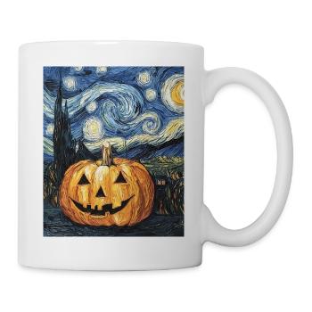 Kürbis Halloween Van Gogh Style Starry Night - Tasse - Weiß - Rechts