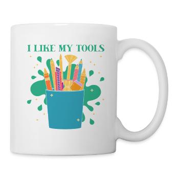 Artiste Peintre Graphique J’aime mes outils Dessin - Mug blanc - blanc - Droite