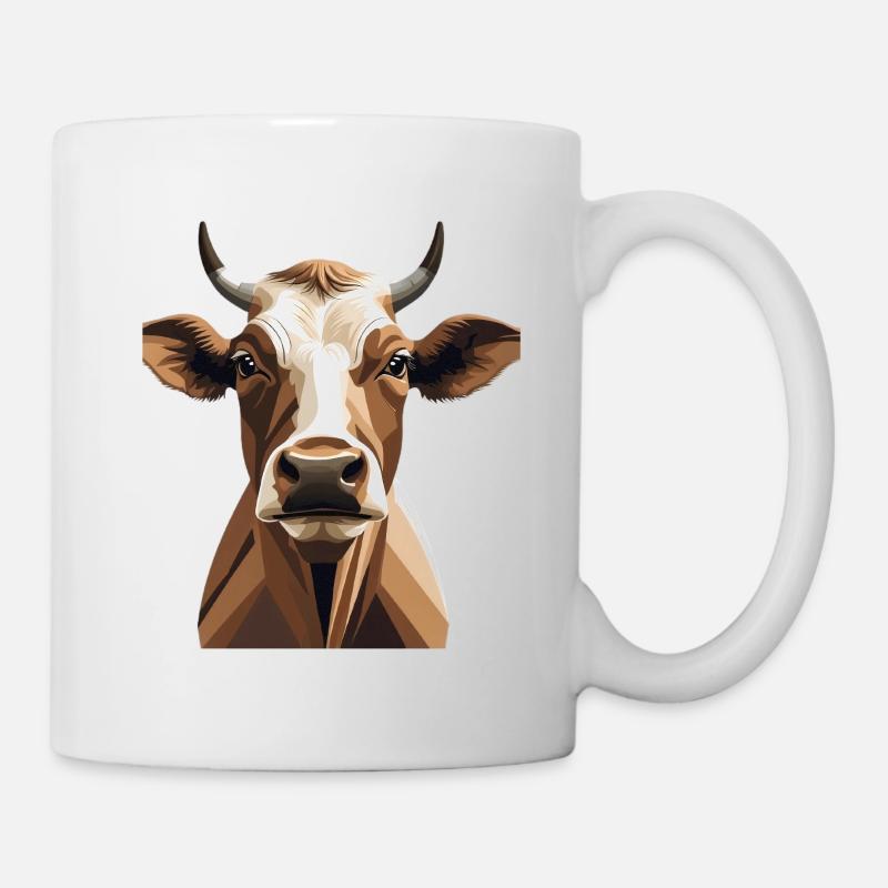 Portrait de vache en style vectoriel - Mug blanc - blanc