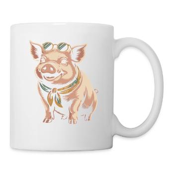 Lunettes de soleil Cochon avec Bandana - Mug blanc - blanc - Droite