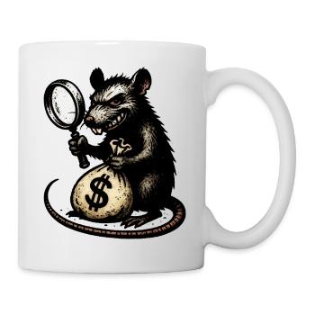 Rat with magnifying glass and money bag - Mug - white - Right