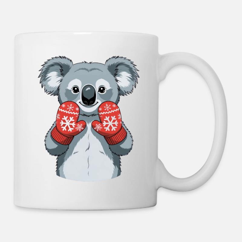 Koala d’hiver avec des gants rouges - Mug blanc - blanc