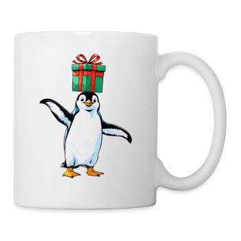 Pingouin avec cadeau sur la tête - Mug blanc - blanc - Droite