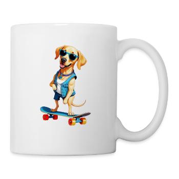 Labrador Skaterhund Denim Look - Tasse - Weiß - Rechts
