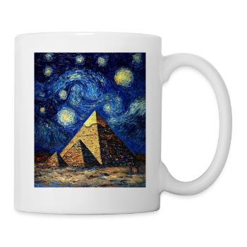 Pyramid Egypt Desert Van Gogh Style Starry Night - Mug - white - Right