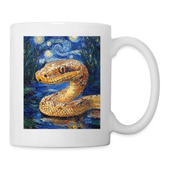 Serpent Python Style Van Gogh Nuit étoilée - Mug blanc - blanc - Droite