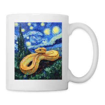Serpent Python Style Van Gogh Nuit étoilée - Mug blanc - blanc - Droite