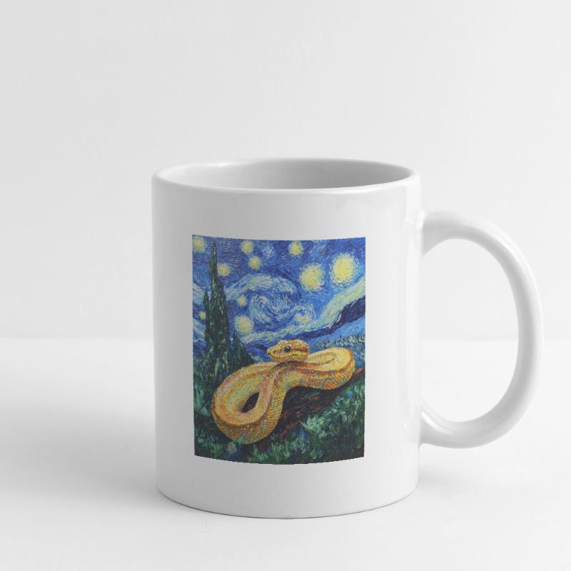 Serpent Python Style Van Gogh Nuit étoilée Mug blanc