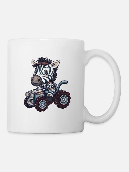 Zebra Traktor Farmer - Tasse - Weiß
