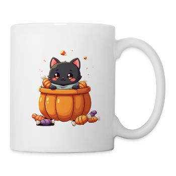 Halloween Cat with Halloween Pumpkin - Mug - white - Right